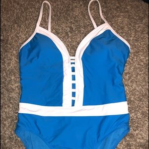Ladies 14 blue and white swimsuit Blue Rod Beattie